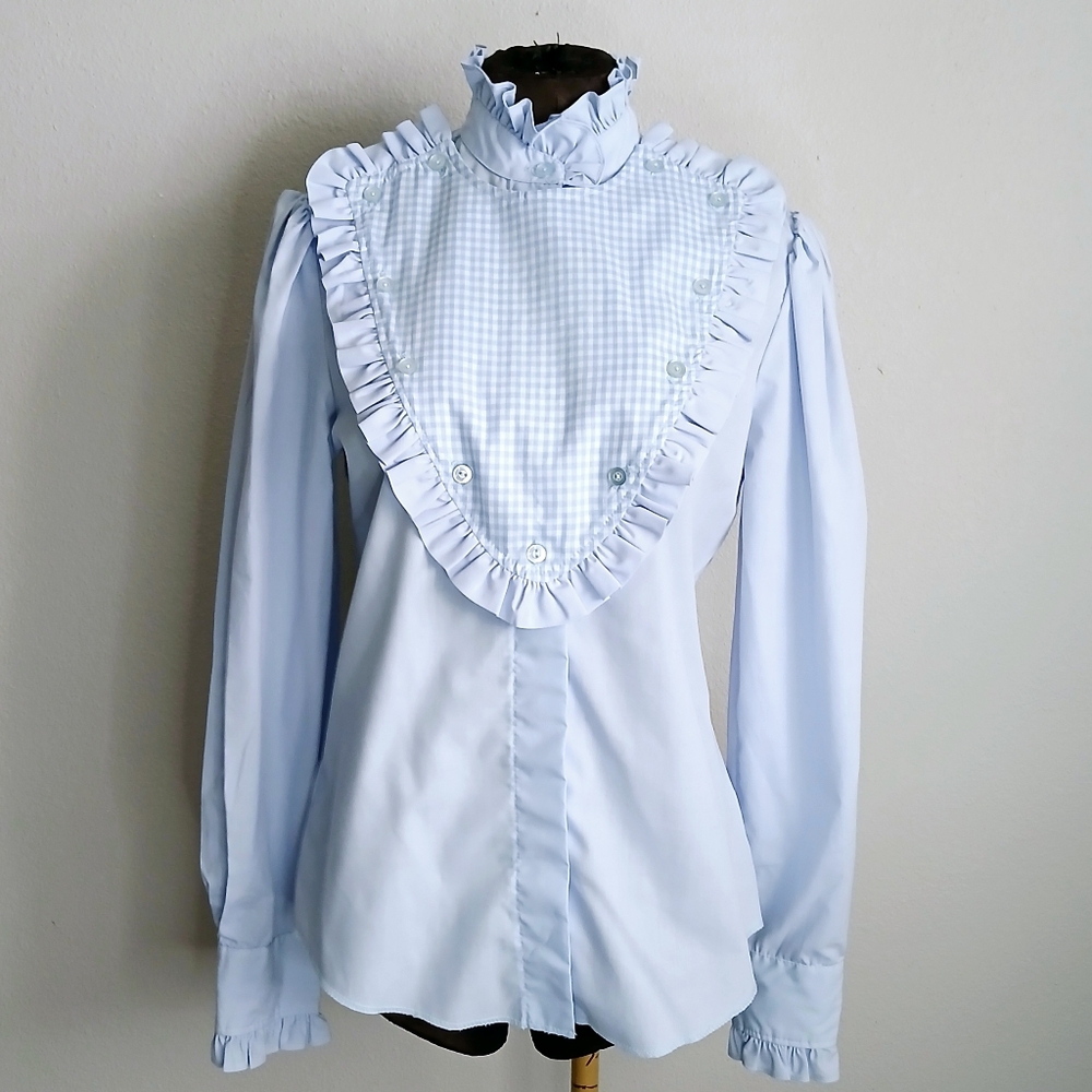 Vintage H Bar C California Ranchwear Women's Baby Blue Western Reversable Bib